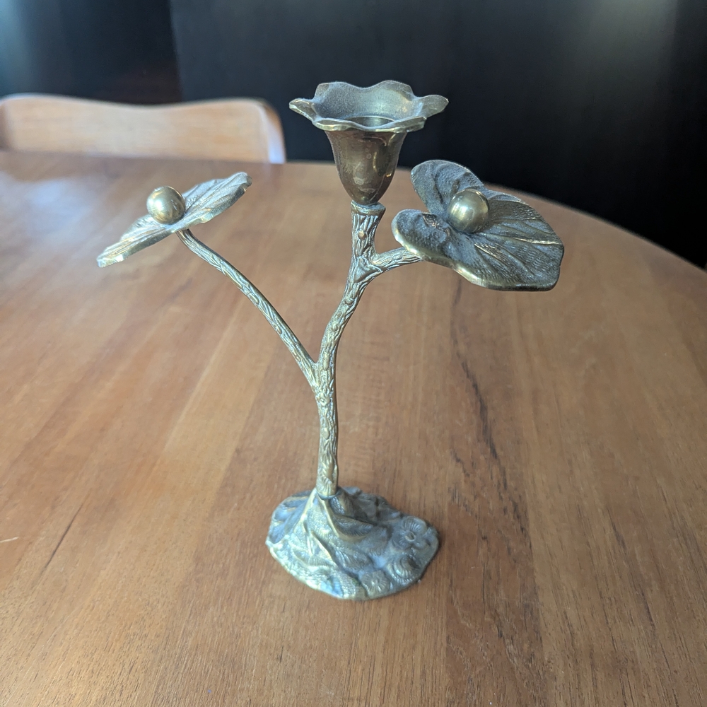 Vintage Gold Floral Candle Holder